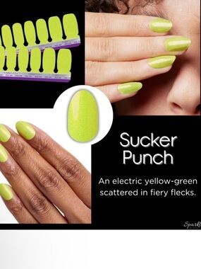 Color Street Sucker Punch FMG355 real nail polish strips 16pcs yellowish green